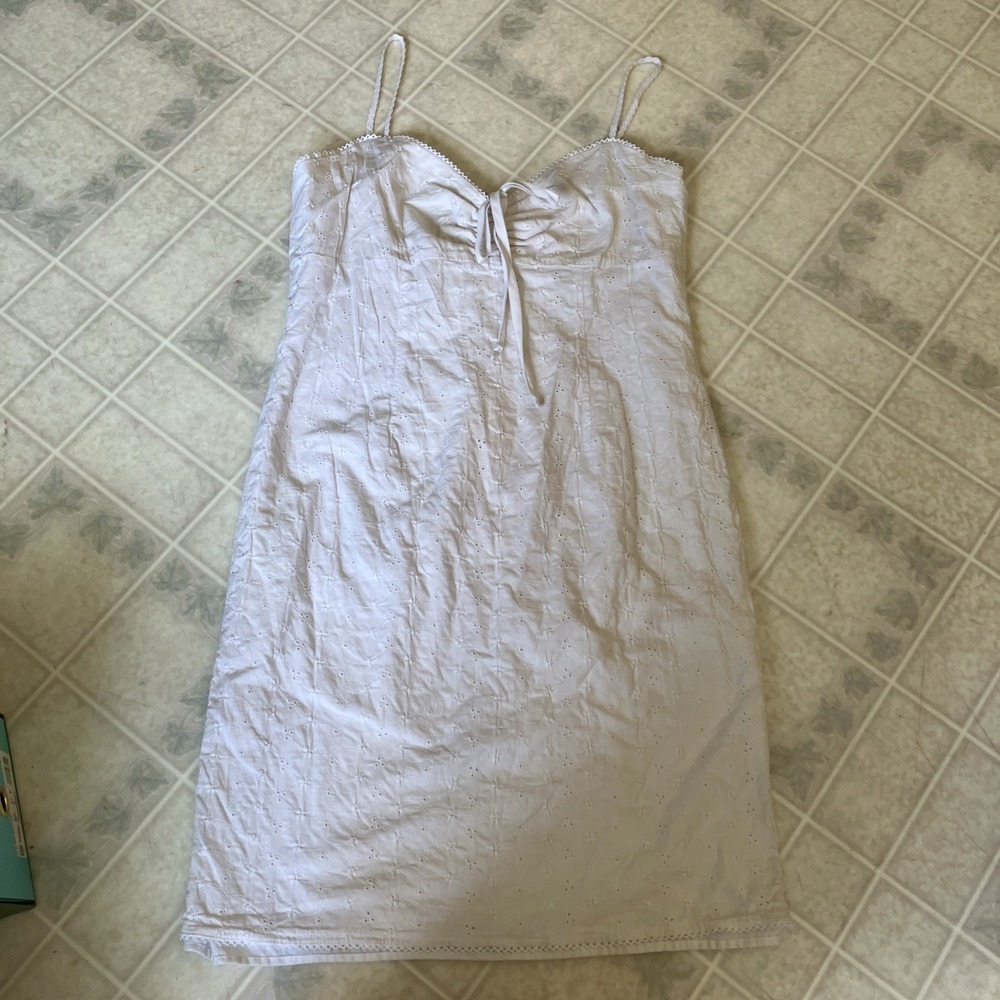 VTG Apostrophe Y2K Eyelet Slip Dress Sz 12 Boho Romantic Coquette Festival Fairy